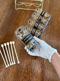 Georges Briard Name Your Poison Glasses, Skull Swizzle Sticks - Southern Vintage Wares