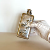 Vintage Art Deco Flask, Several Swallows Birds Embossed - Southern Vintage Wares