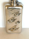 Vintage Art Deco Flask, Several Swallows Birds Embossed - Southern Vintage Wares