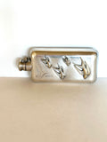 Vintage Art Deco Flask, Several Swallows Birds Embossed - Southern Vintage Wares