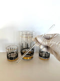 Mid Century Oil Derrick Pitcher Rocks Glasses Set by Lotus (4 piece set)