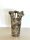 Vintage Sterling Silver Cocktail Picks Set, Ball Finials - Southern Vintage Wares