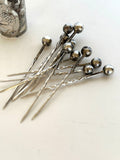 Vintage Sterling Silver Cocktail Picks Set, Ball Finials - Southern Vintage Wares