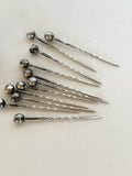 Vintage Sterling Silver Cocktail Picks Set, Ball Finials - Southern Vintage Wares