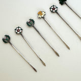 Sterling Enameled Flower Cocktail Picks