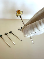 Sterling Enameled Flower Cocktail Picks