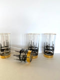 Mid Century Oil Derrick Glasses (4 Glasses), Set #1