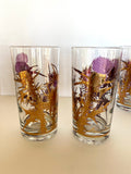Purple Thistle Glasses Gregory Duncan, New Old Stock, Mid Century Glasses, MCM Glassware