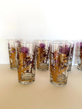 Purple Thistle Glasses Gregory Duncan, New Old Stock, Mid Century Glasses, MCM Glassware
