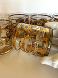 Culver Mushroom Glasses, Mid Century Gold Glassware