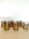 Culver Mushroom Glasses, Mid Century Gold Glassware