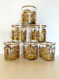 Culver Mushroom Glasses, Mid Century Gold Glassware