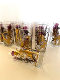 Purple Thistle Glasses Gregory Duncan, New Old Stock, Mid Century Glasses, MCM Glassware