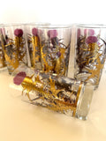 Purple Thistle Glasses Gregory Duncan, New Old Stock, Mid Century Glasses, MCM Glassware