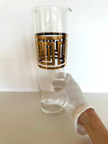 Culver Greek Key Cocktail Pitcher, Gold Martini Mixer, Mid Century Glassware