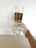 Culver Greek Key Cocktail Pitcher, Gold Martini Mixer, Mid Century Glassware