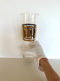 Culver Greek Key Cocktail Pitcher, Gold Martini Mixer, Mid Century Glassware