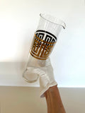 Culver Greek Key Cocktail Pitcher, Gold Martini Mixer, Mid Century Glassware