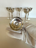 1930s "Tot" Stirrup Cups (Set of 6), Silver-Plated Art Deco Stemmed Cups