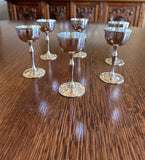 1930s "Tot" Stirrup Cups (Set of 6), Silver-Plated Art Deco Stemmed Cups