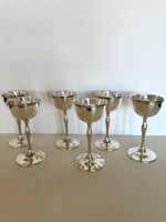 1930s "Tot" Stirrup Cups (Set of 6), Silver-Plated Art Deco Stemmed Cups