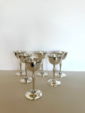 1930s "Tot" Stirrup Cups (Set of 6), Silver-Plated Art Deco Stemmed Cups