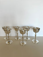 1930s "Tot" Stirrup Cups (Set of 6), Silver-Plated Art Deco Stemmed Cups