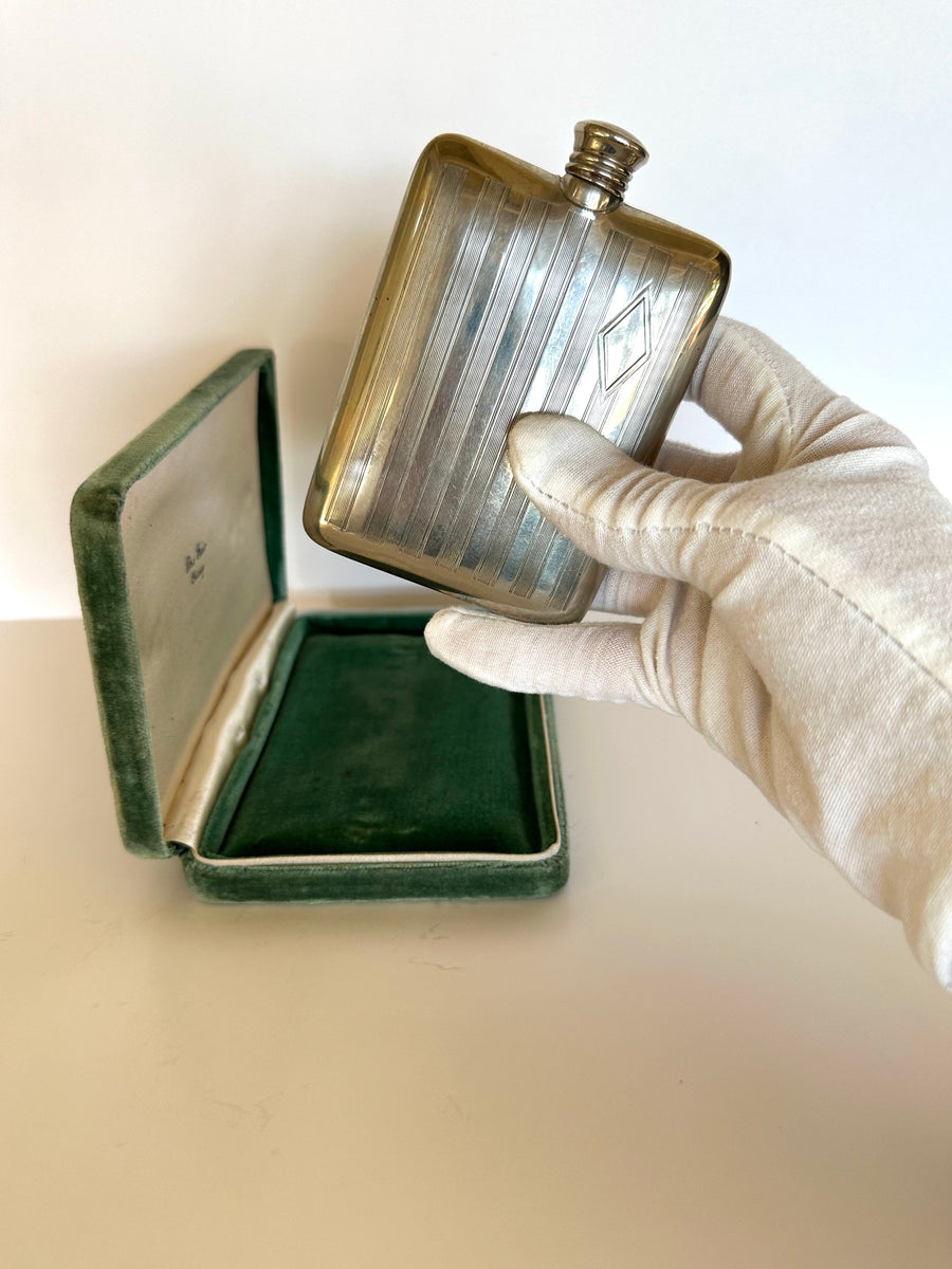 1930s Silver-Plated Flask, The Chicago Fair (in original case ...