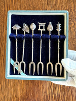 Sterling Silver Cocktail Picks (in original case)