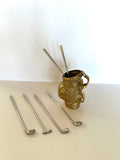 Vintage Golf Swizzle Sticks & Brass Golf Bag Holder Set (6 Swizzle Sticks, 1 Holder)