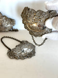 Vintage Decanter Tags by Isreal Freeman & Son, 1940s, Silver-Plated Heavy Liquor Tags