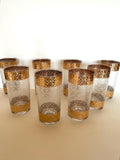 Vintage Culver Scintilla Glasses, Culver Gold Mid Century Glasses, Set of 8