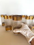 Vintage Culver Scintilla Glasses, Culver Gold Mid Century Glasses, Set of 8