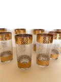 Vintage Culver Scintilla Glasses, Culver Gold Mid Century Glasses, Set of 8