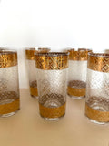 Vintage Culver Scintilla Glasses, Culver Gold Mid Century Glasses, Set of 8