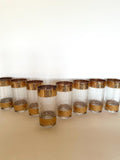 Vintage Culver Scintilla Glasses, Culver Gold Mid Century Glasses, Set of 8
