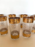 Vintage Culver Scintilla Glasses, Culver Gold Mid Century Glasses, Set of 8