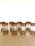 Vintage Culver Scintilla Glasses, Culver Gold Mid Century Glasses, Set of 8
