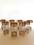 Vintage Culver Scintilla Glasses, Culver Gold Mid Century Glasses, Set of 8