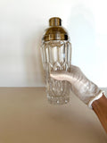 Art Deco Crystal Cocktail Shaker: Heavy Cut Glass, Silver Accents
