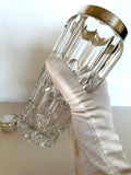 Art Deco Crystal Cocktail Shaker: Heavy Cut Glass, Silver Accents
