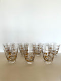 Vintage Atomic Fish Glasses, Set of 7, Mid Century Atomic Glasses
