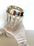 Art Deco Crystal Cocktail Shaker: Heavy Cut Glass, Silver Accents