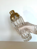 Art Deco Crystal Cocktail Shaker: Heavy Cut Glass, Silver Accents