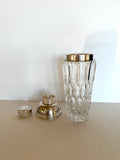 Art Deco Crystal Cocktail Shaker: Heavy Cut Glass, Silver Accents