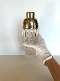 Art Deco Crystal Cocktail Shaker: Heavy Cut Glass, Silver Accents