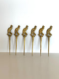 Figural Bird Cocktail Picks, Solid Brass