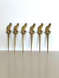 Figural Bird Cocktail Picks, Solid Brass