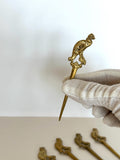 Figural Bird Cocktail Picks, Solid Brass