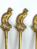 Figural Bird Cocktail Picks, Solid Brass